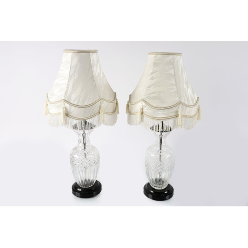 369 - PAIR CRYSTAL TABLE LAMPS