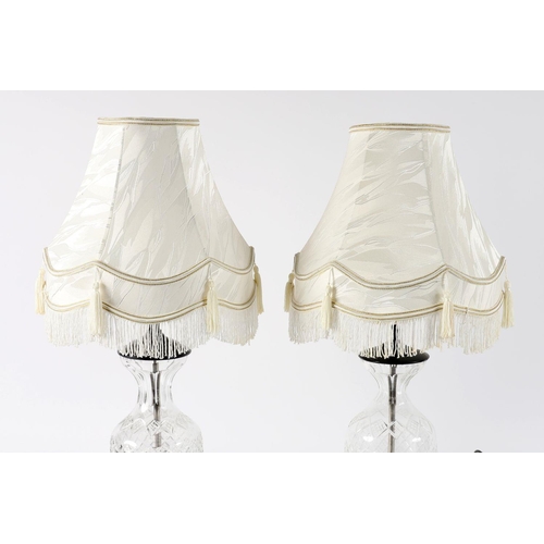 369 - PAIR CRYSTAL TABLE LAMPS