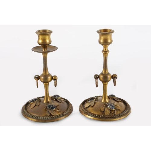 379 - PAIR OF EDWARDIAN BRASS CANDLESTICKS