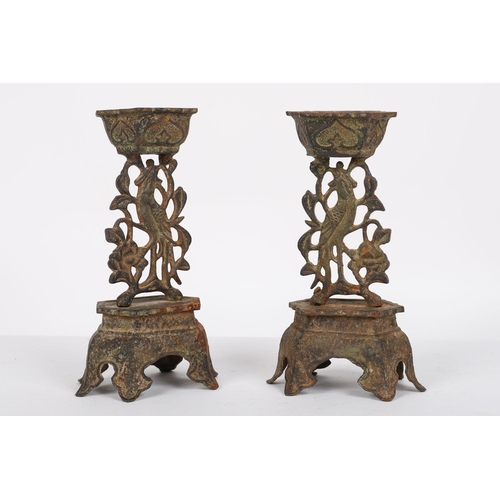 389 - PAIR OF CHINESE CAST IRON TABLE LAMPS