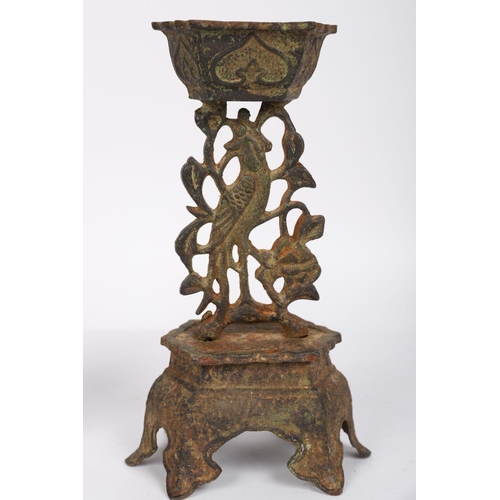 389 - PAIR OF CHINESE CAST IRON TABLE LAMPS