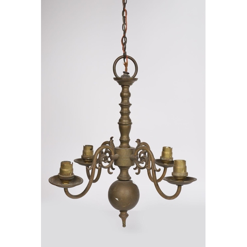 394 - EDWARDIAN BRASS CHANDELIER