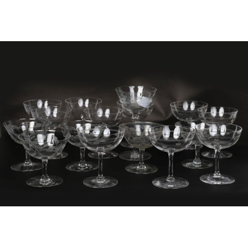 397 - LOT OF 10 ENGRAVED CHAMPAGNE SAUCERS