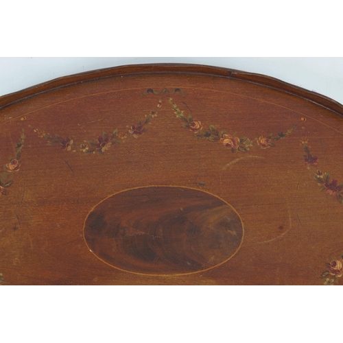 399 - EDWARDIAN MAHOGANY & PAINTED SERVING TRAY