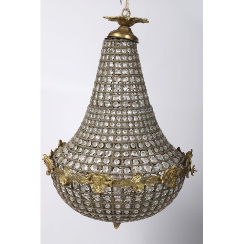 409 - FRENCH BRASS AND CRYSTAL CHANDELIER