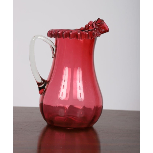 410 - VICTORIAN CRANBERRY GLASS JUG