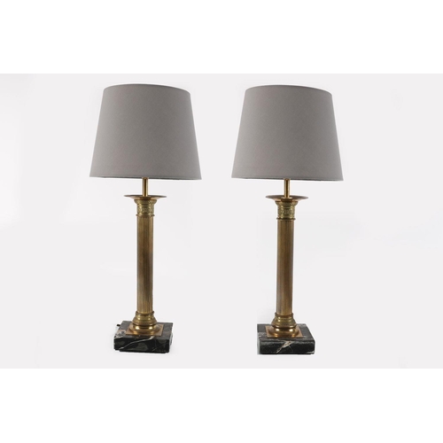 414 - PAIR OF BRASS NEO-CLASSICAL TABLE LAMPS