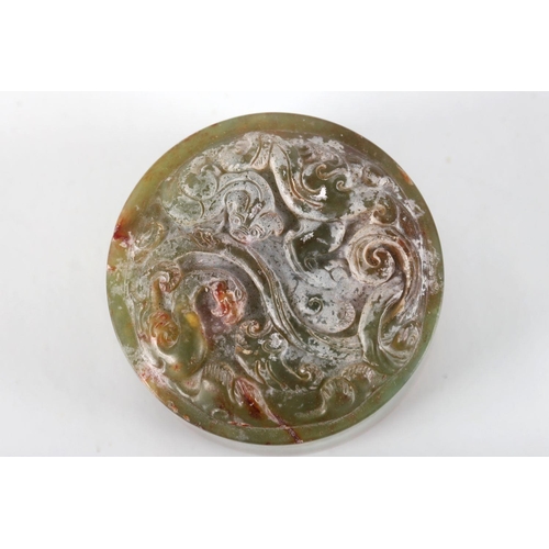 42 - CHINESE QING PERIOD CIRCULAR SOAPSTONE SEAL