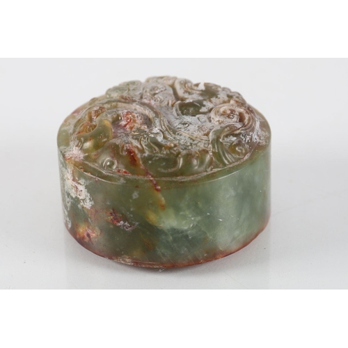 42 - CHINESE QING PERIOD CIRCULAR SOAPSTONE SEAL