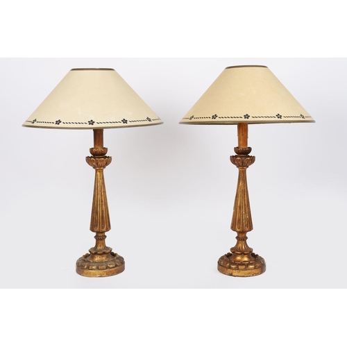 429 - PAIR OF CARVED GILTWOOD TABLE LAMPS