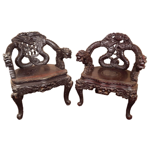 433 - PAIR 19TH-CENTURY JAPANESE CEREMONIAL CHAIRS