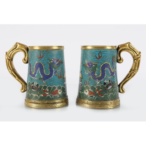 438 - PAIR OF CHINESE QING PERIOD CLOISONNÉ TANKARDS