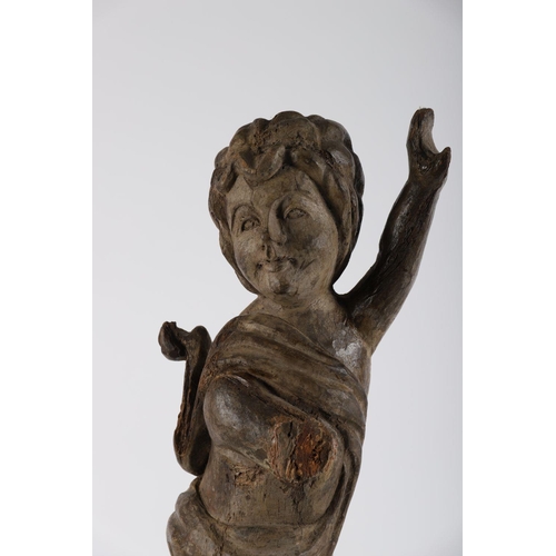 446 - 17TH-CENTURY CARVED WOOD FIGURE