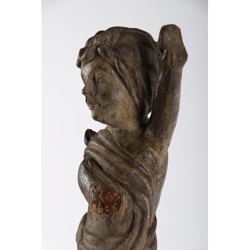 446 - 17TH-CENTURY CARVED WOOD FIGURE