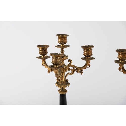 464 - PAIR 19TH-CENTURY PARCEL-GILT CANDELABRAS