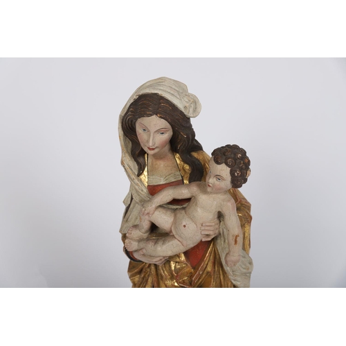 476 - CARVED GILTWOOD AND POLYCHROME STATUE