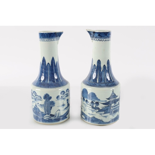 511 - PAIR OF CHINESE BLUE AND WHITE WINE JUGS