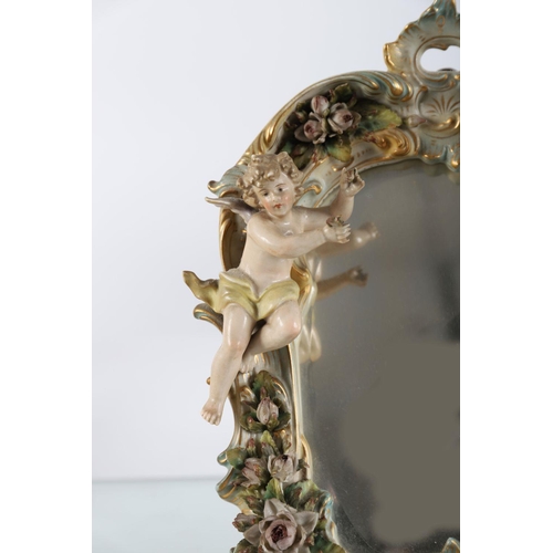 519 - 19TH-CENTURY SITZENDORF PORCELAIN FRAMED MIRROR