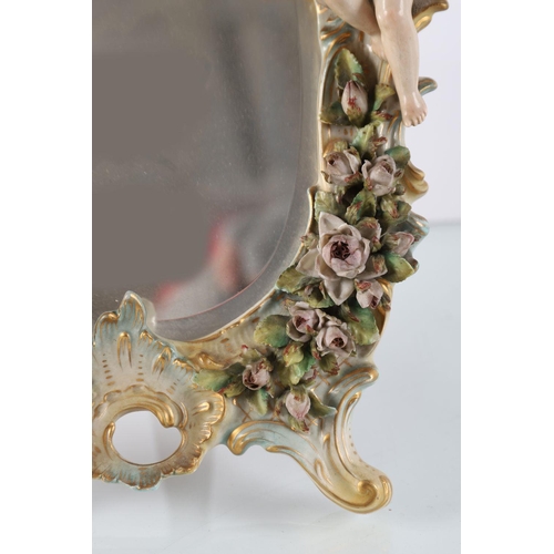 519 - 19TH-CENTURY SITZENDORF PORCELAIN FRAMED MIRROR