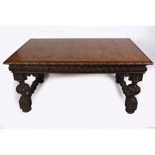 52 - 19TH-CENTURY WALNUT PARQUERTRY CENTRETABLE