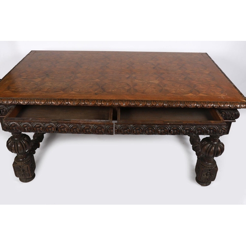 52 - 19TH-CENTURY WALNUT PARQUERTRY CENTRETABLE