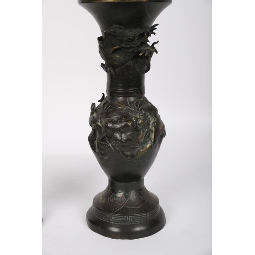 541 - PAIR JAPANESE MEIJI BRONZE VASES