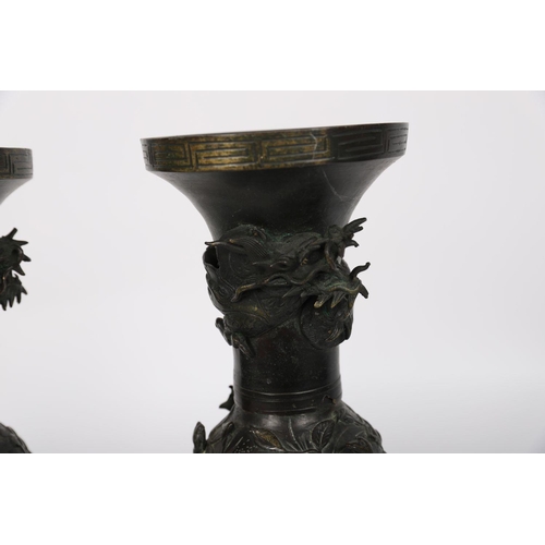 541 - PAIR JAPANESE MEIJI BRONZE VASES