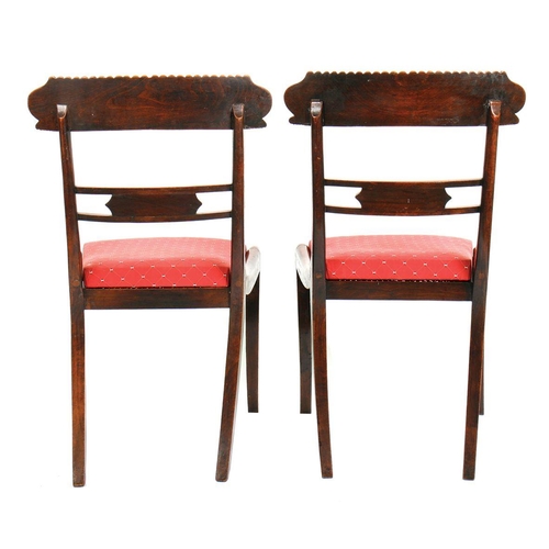 58 - WITHDRAWN PAIR OF BRASS INLAID SABRE LEGGED SIDE CHAIRS