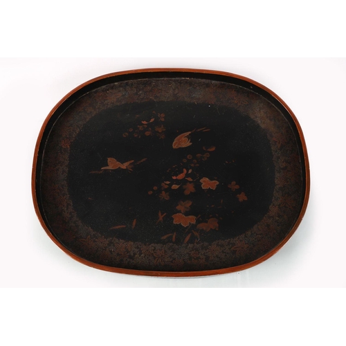 581 - 19TH-CENTURY JAPANESE LACQUERED TRAY OF ROUNDED SHAPE