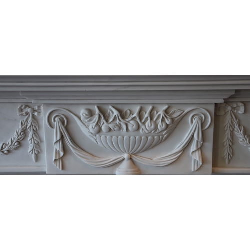 607 - LARGE STATUARY WHITE MARBLE CHIMNEY PIECE