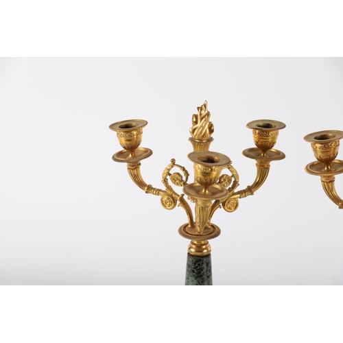 624 - PAIR OF 19TH CENTURY ORMOLU AND MARBLE CANDLEABRAS