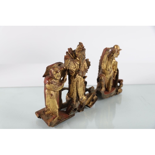 627 - CHINESE QING CARVED GILTWOOD GROUP