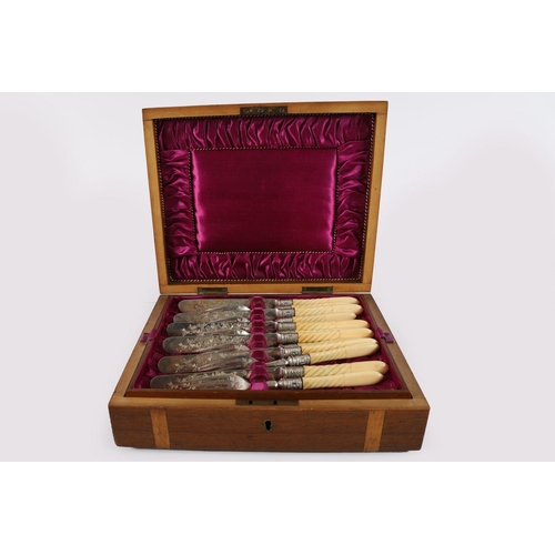 639 - CASED SET OF EDWARDIAN SILVER-PLATED FRUIT KNIVES AND FORKS