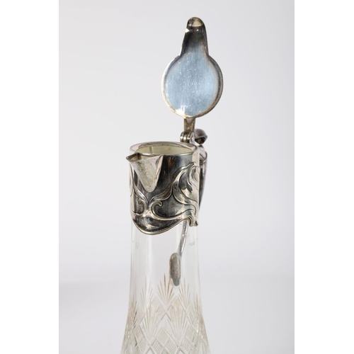 651 - ART NOUVEAU CRYSTAL AND SILVER-PLATED CLARET JUG