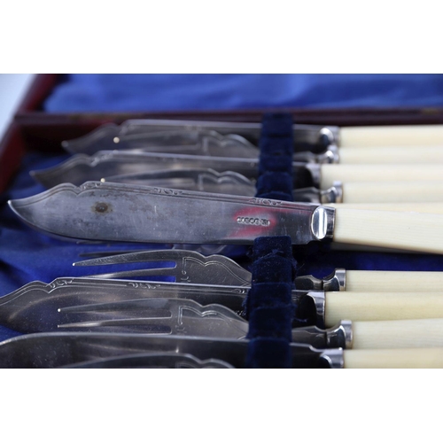 655 - CASED FISH KNIVES AND FORK