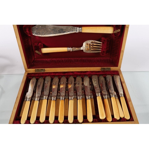 659 - CASED SET OF EDWARDIAN SILVER-PLATED KNIVES AND FORKS