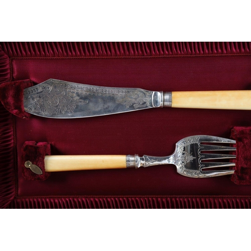 659 - CASED SET OF EDWARDIAN SILVER-PLATED KNIVES AND FORKS