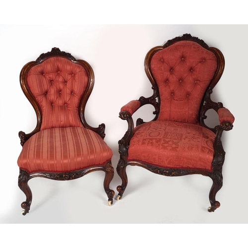 70 - PAIR VICTORIAN WALNUT CHAIRS