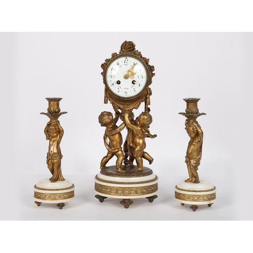 78 - 3 PIECE 19TH-CENTURY CLOCK GARNITURE