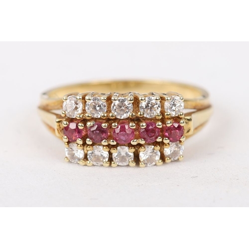 1020 - 14K YELLOW GOLD, RUBY AND DIAMOND RING