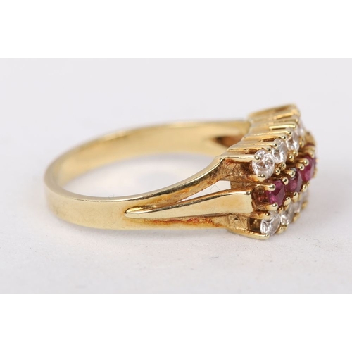 1020 - 14K YELLOW GOLD, RUBY AND DIAMOND RING