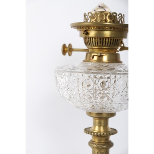 106 - 19TH-CENTURY CRYSTAL AND BRASS OIL LAMP