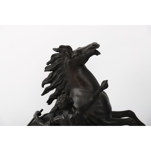 124 - PAIR OF 19TH-CENTURY BRONZE AND MARLEY HORSES