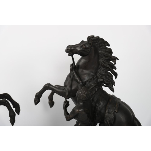 124 - PAIR OF 19TH-CENTURY BRONZE AND MARLEY HORSES