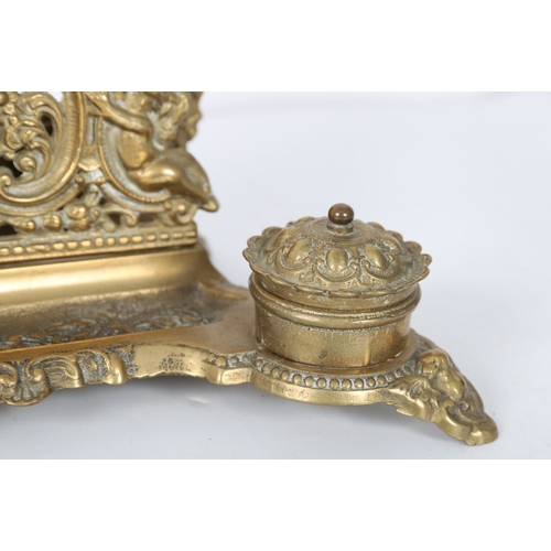 128 - 19TH-CENTURY BRASS PEN AND INK STAND