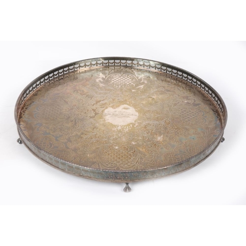 1303 - LARGE SILVER-PLATED PRESENTATION CIRCULAR TRAY