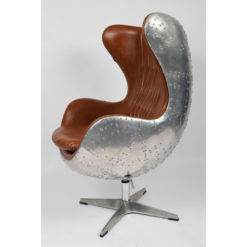 137 - DESIGNER AVIATION LEATHER AND CHROME DESK CHAIR