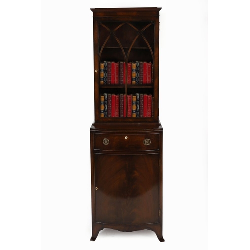 138 - GEORGE III STYLE MAHOGANY BOW FRONT NARROW BOOKCASE