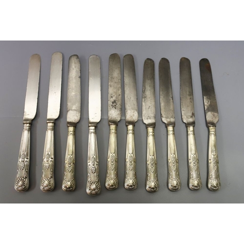 1414 - 10 SILVER PLATED KNIVES