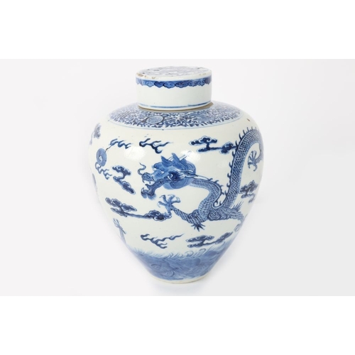 145 - CHINESE QING BLUE AND WHITE GINGER JAR